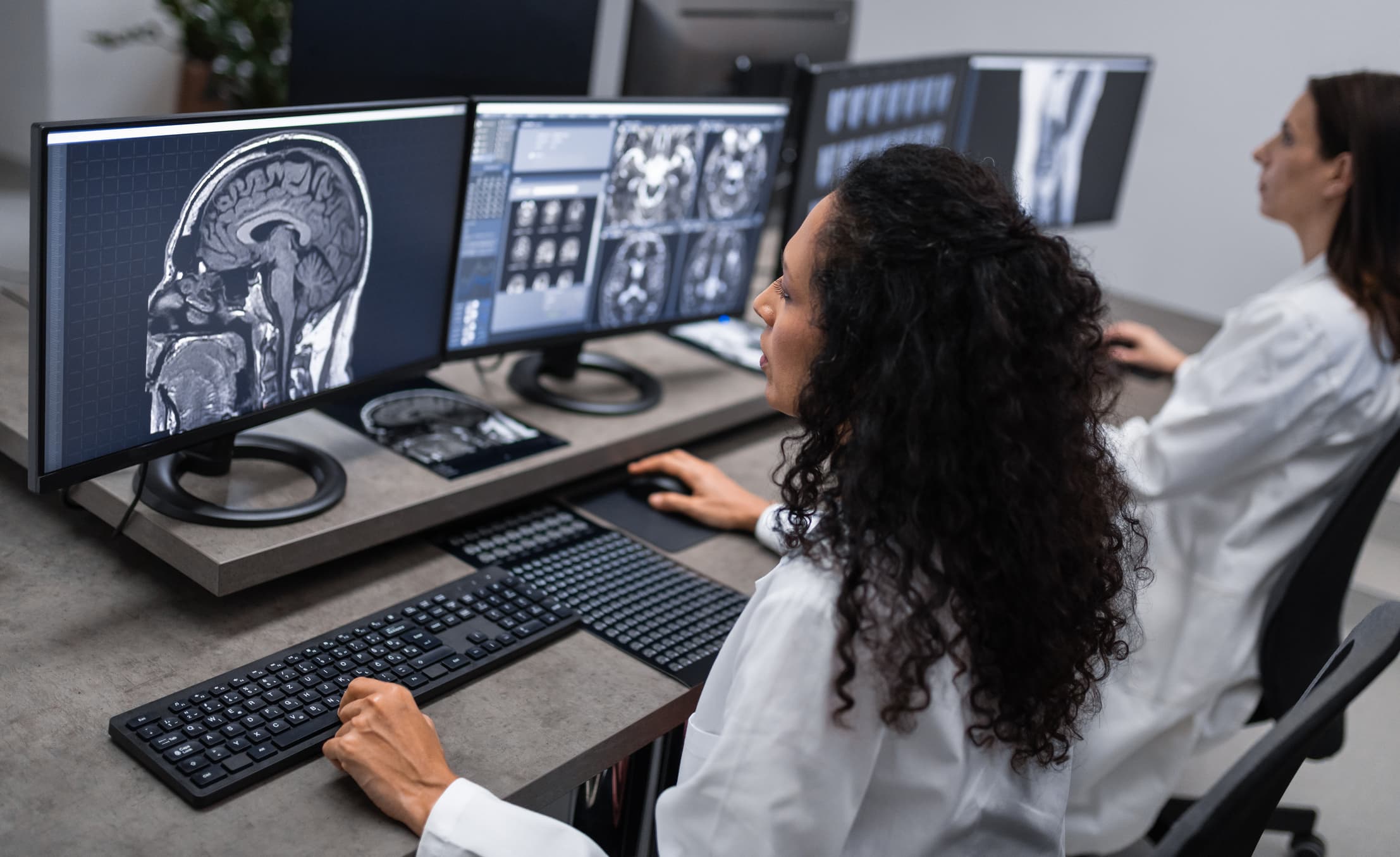 Two radiologists reviewing a study together