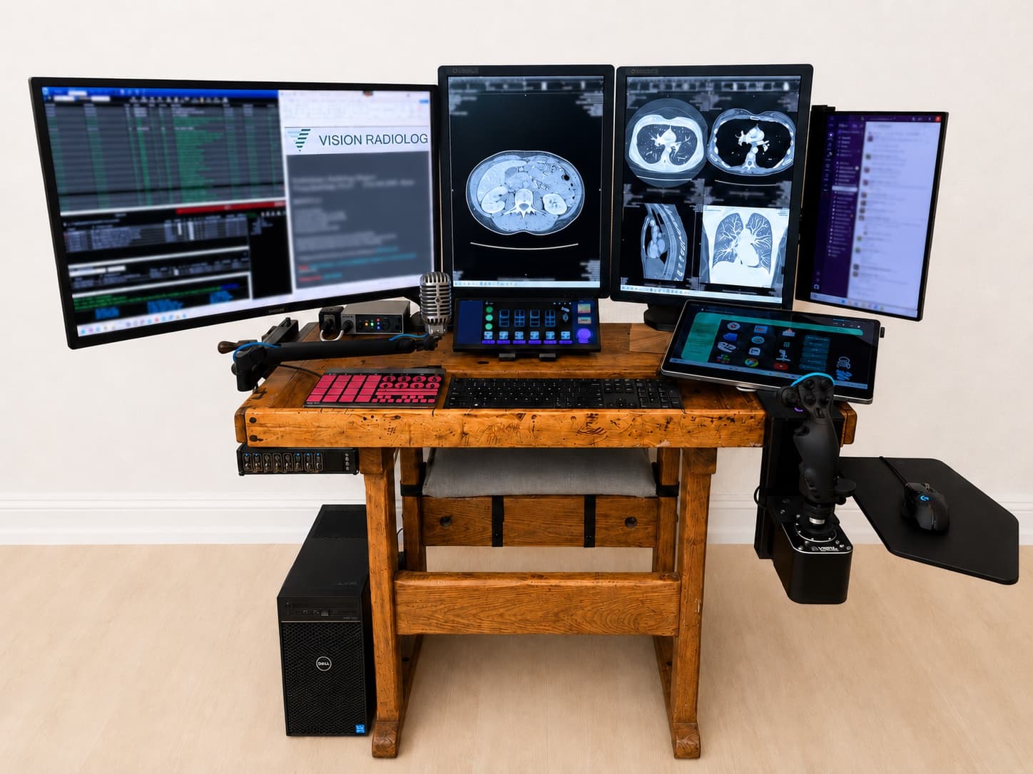 A Visionary reading workstation with multiple diagnostic monitors